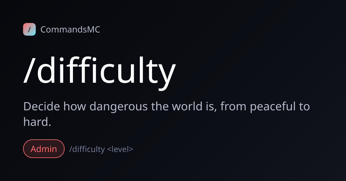 /difficulty Command in Minecraft - Set the challenge · CommandsMC